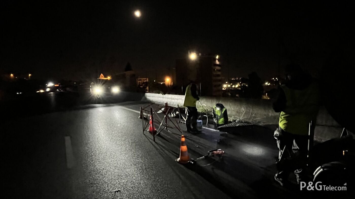 Intervention de nuit sur autoroute L2 Marseille, P&G Telecom